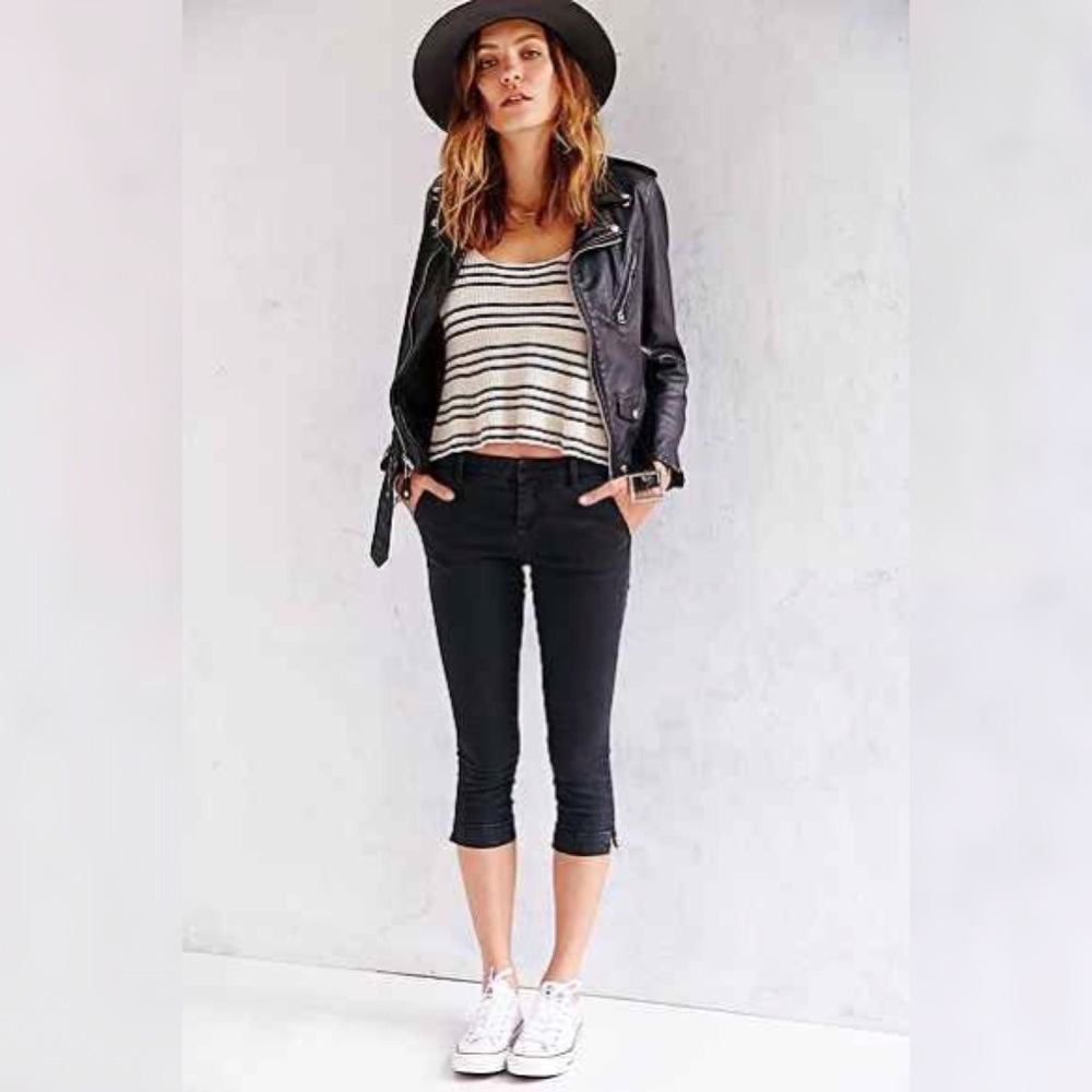 BDG Black Washed Herringbone Midi Jeans 29 NWT